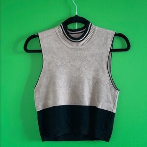 Vintage 90s Sleeveless Knit Top in Black and Tan